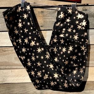 NWT | HOLY MOLY!! Black Gold Star Jeggings 3X/22